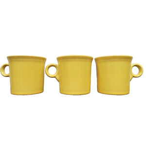 Fiestaware Fiesta Yellow Ceramic Coffee Mugs Cups “O” ring Handle